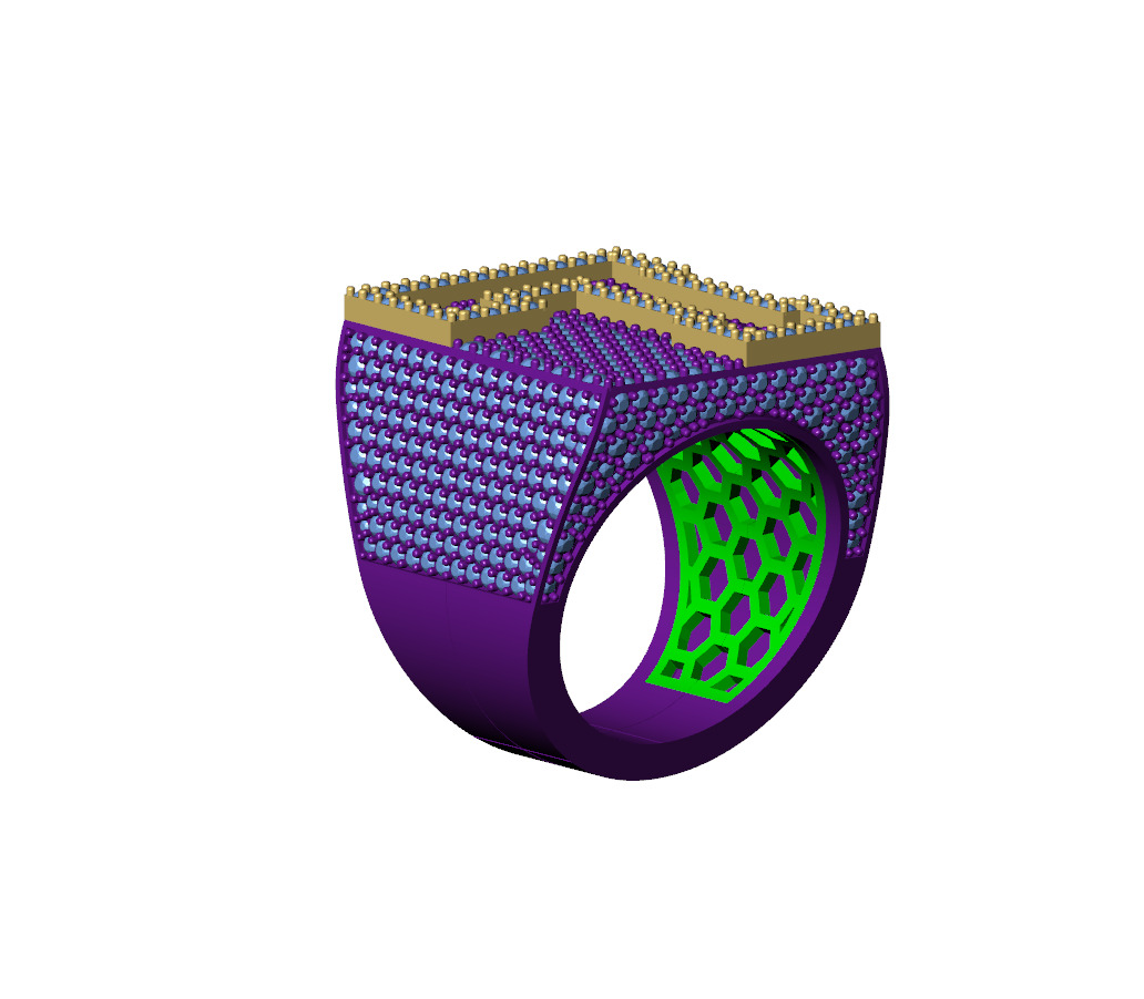 Custom Initial A to Z Letter Diamond Ring -  Alphabet Rings 3D print model_13