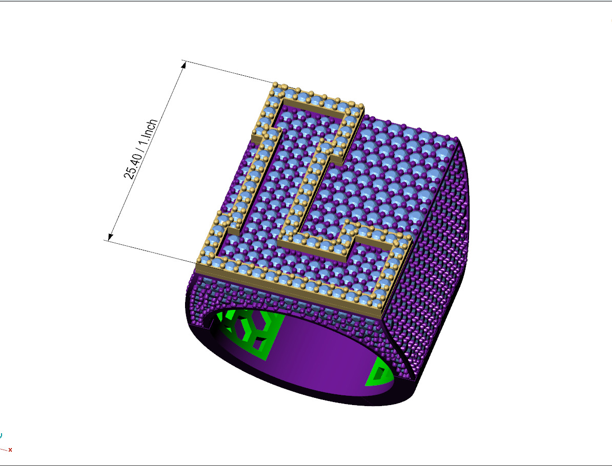 Custom Initial A to Z Letter Diamond Ring -  Alphabet Rings 3D print model_4