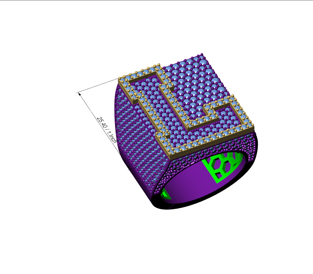 Custom Initial A to Z Letter Diamond Ring -  Alphabet Rings 3D print model_7