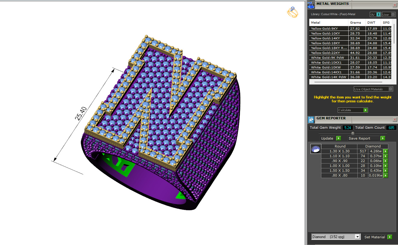 Custom Initial A to Z Letter Diamond Ring -  Alphabet Rings 3D print model_6