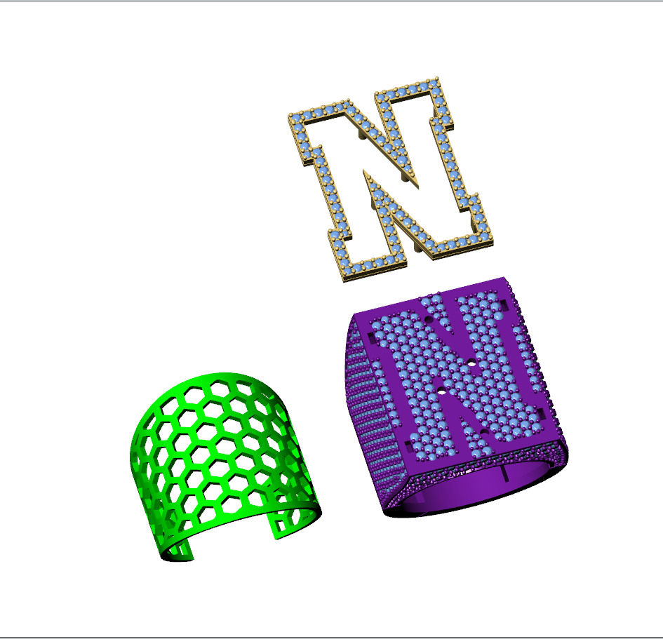 Custom Initial A to Z Letter Diamond Ring -  Alphabet Rings 3D print model_12