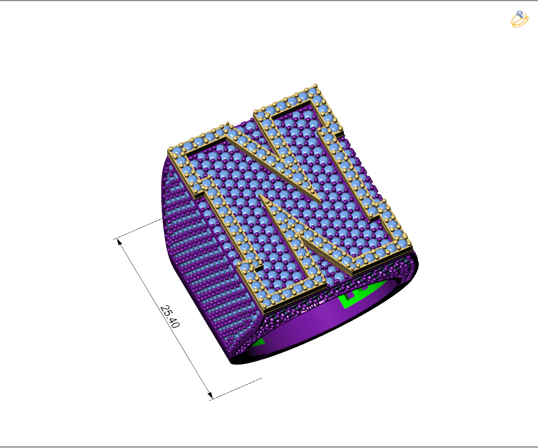 Custom Initial A to Z Letter Diamond Ring -  Alphabet Rings 3D print model_7