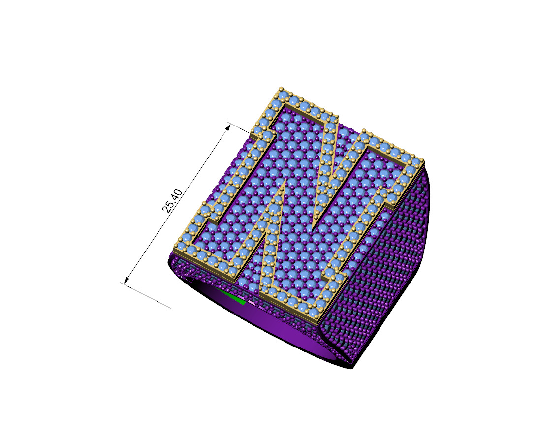 Custom Initial A to Z Letter Diamond Ring -  Alphabet Rings 3D print model_4