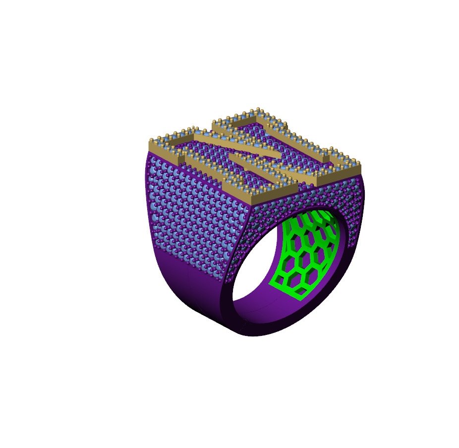 Custom Initial A to Z Letter Diamond Ring -  Alphabet Rings 3D print model_13