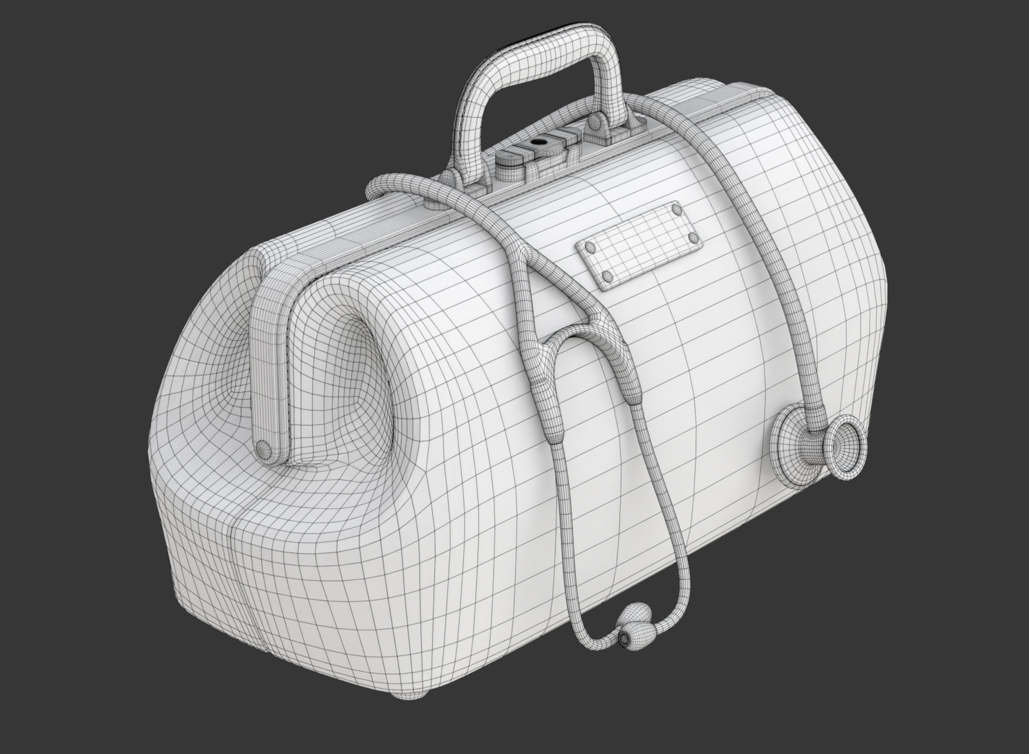 Doctor Mouth Bag With Stethoscope 3D model_13