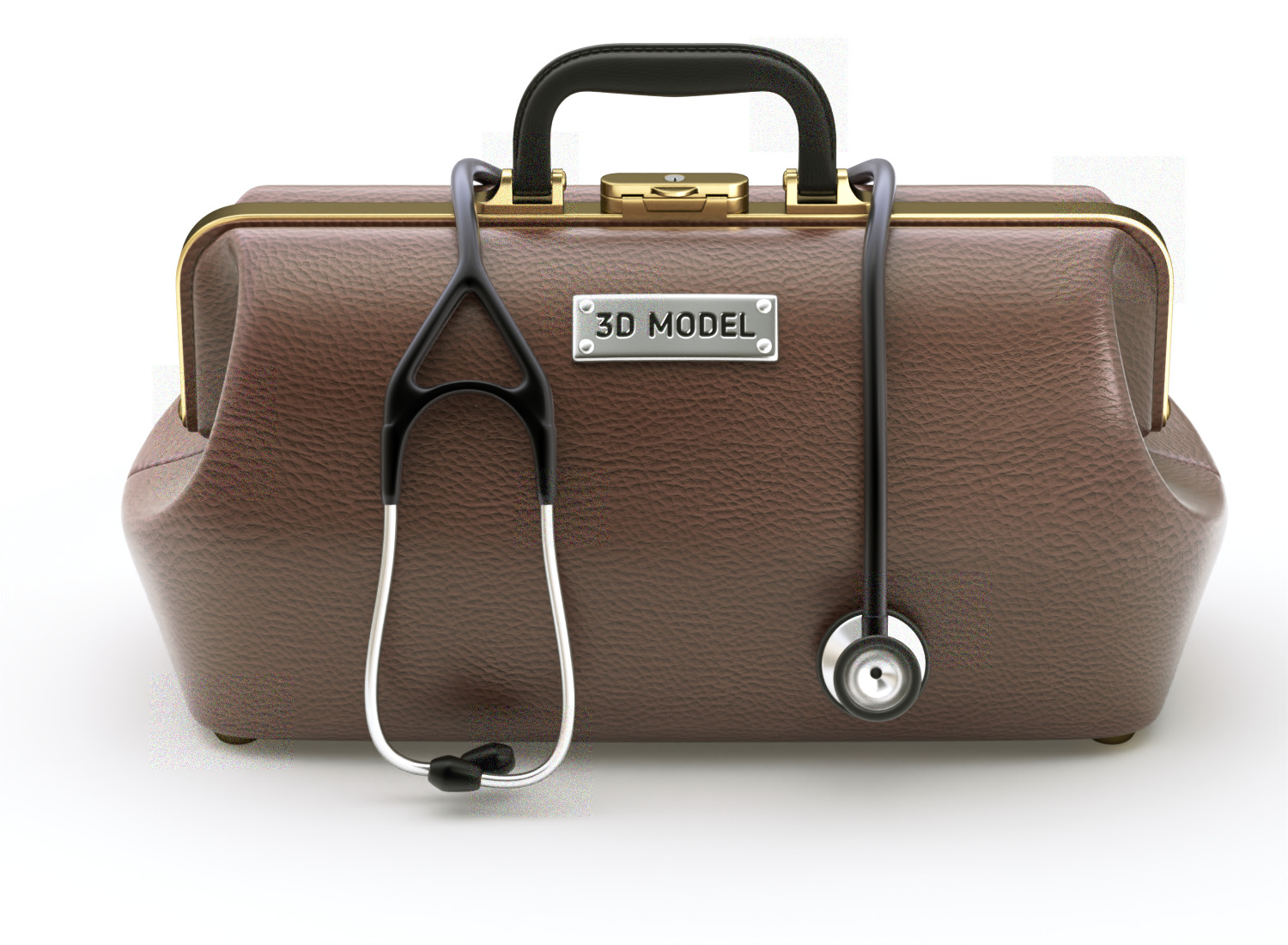 Doctor Mouth Bag With Stethoscope 3D model_1