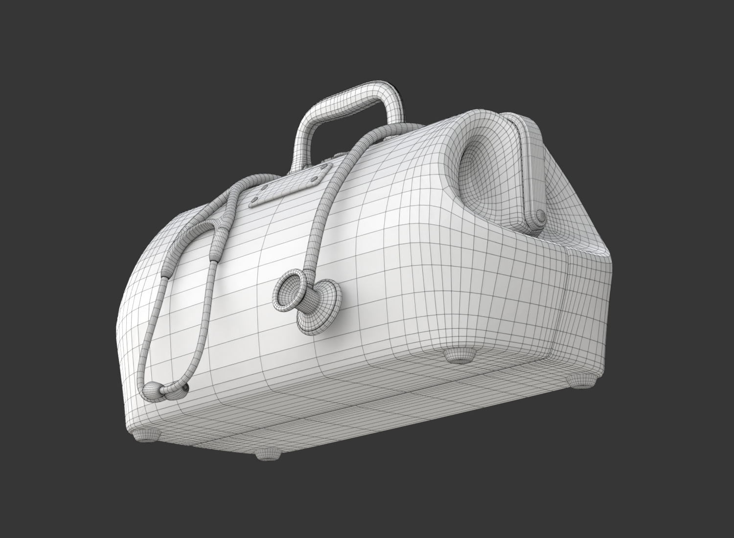 Doctor Mouth Bag With Stethoscope 3D model_15