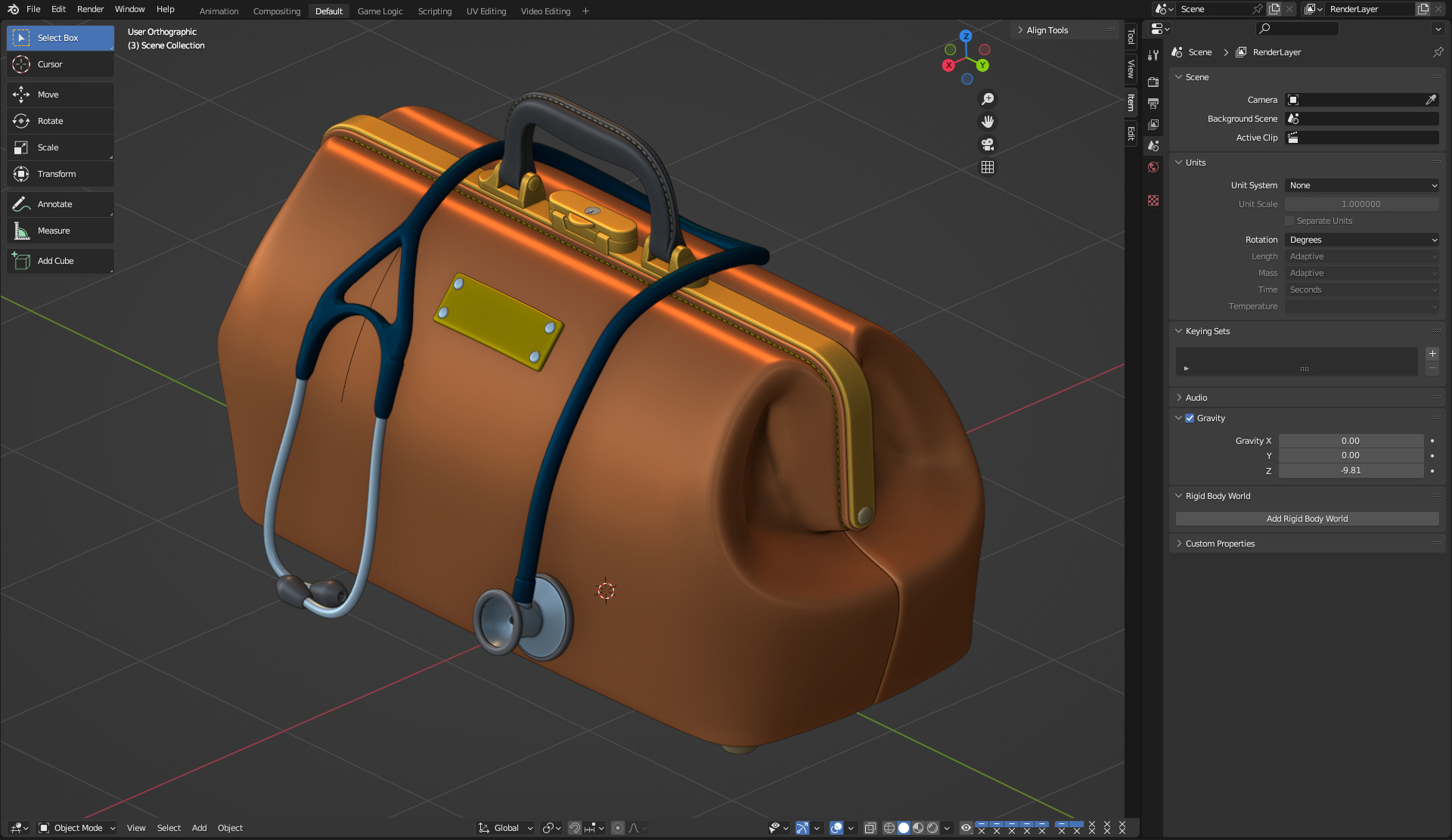 Doctor Mouth Bag With Stethoscope 3D model_9