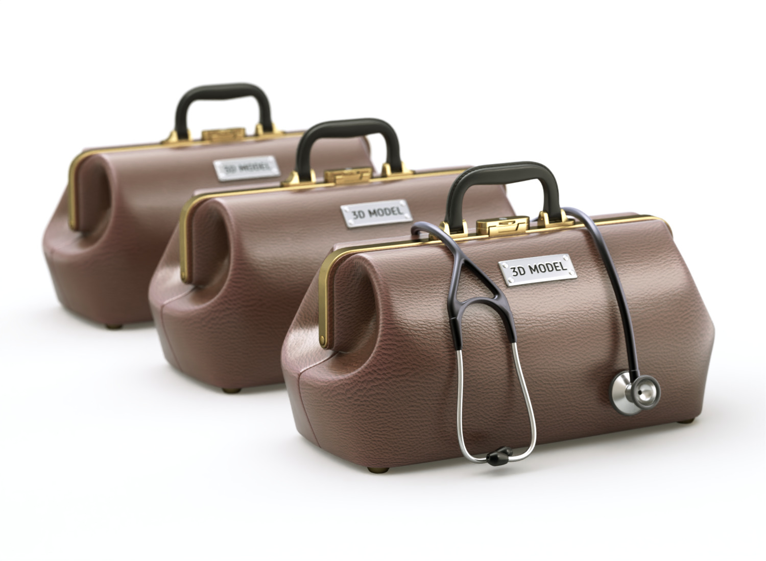 Doctor Mouth Bag With Stethoscope 3D model_4