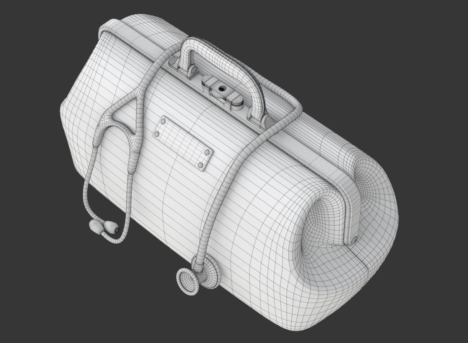 Doctor Mouth Bag With Stethoscope 3D model_14