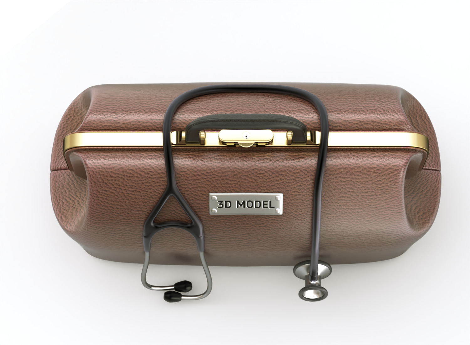 Doctor Mouth Bag With Stethoscope 3D model_2