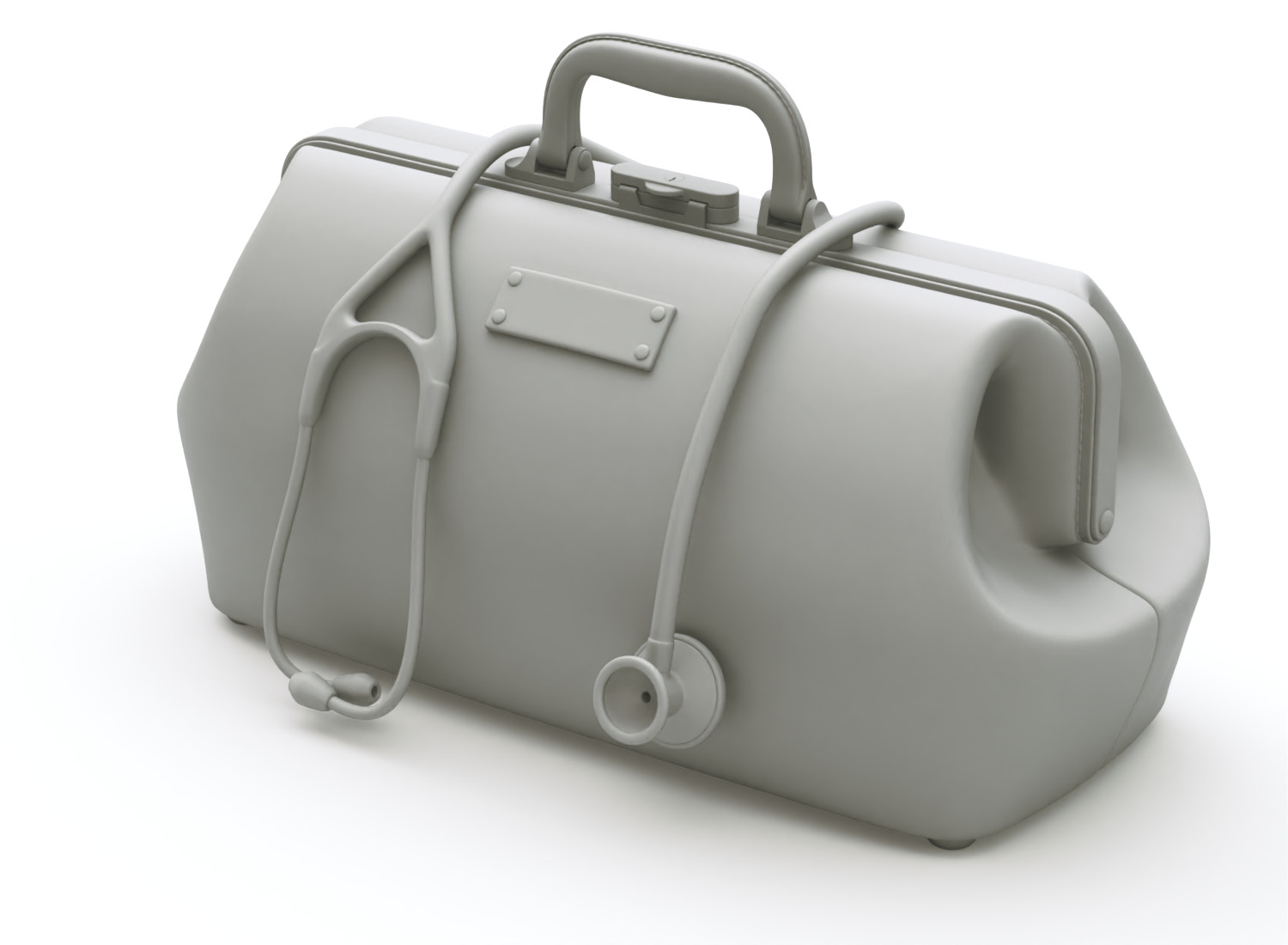 Doctor Mouth Bag With Stethoscope 3D model_7