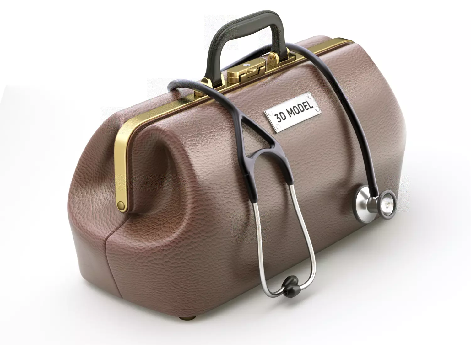 Doctor Mouth Bag With Stethoscope 3D model_0