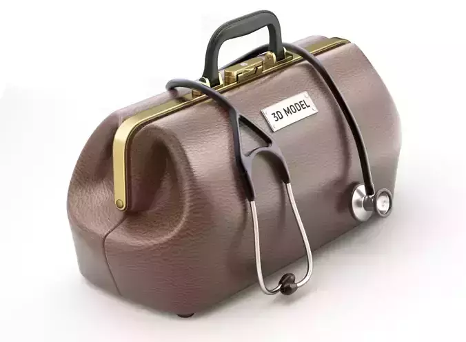 Doctor Mouth Bag With Stethoscope 3D model