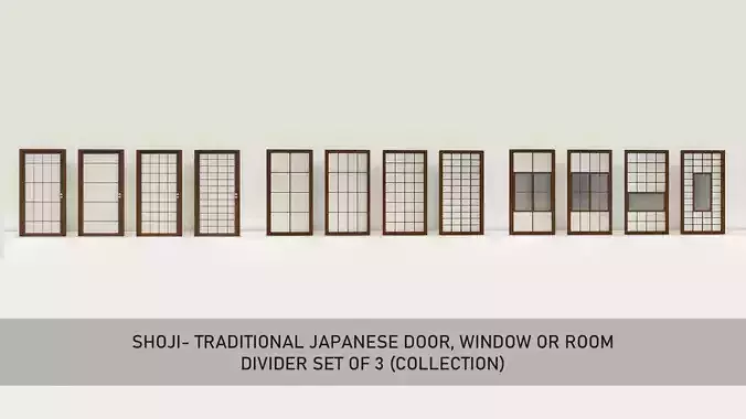 Shoji- Traditional Japanese door window or room divider set 