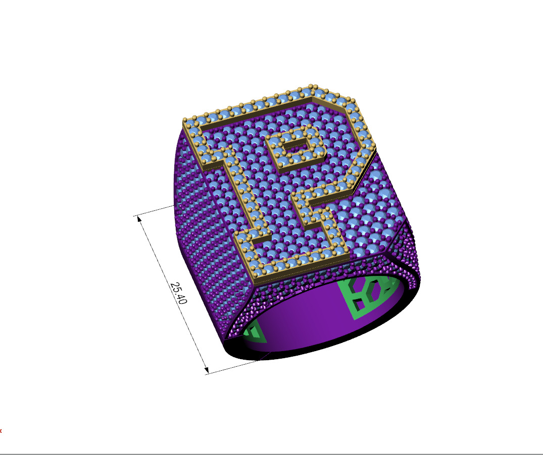 Custom Initial A to Z Letter Diamond Ring - Alphabet Rings 3D print model_7