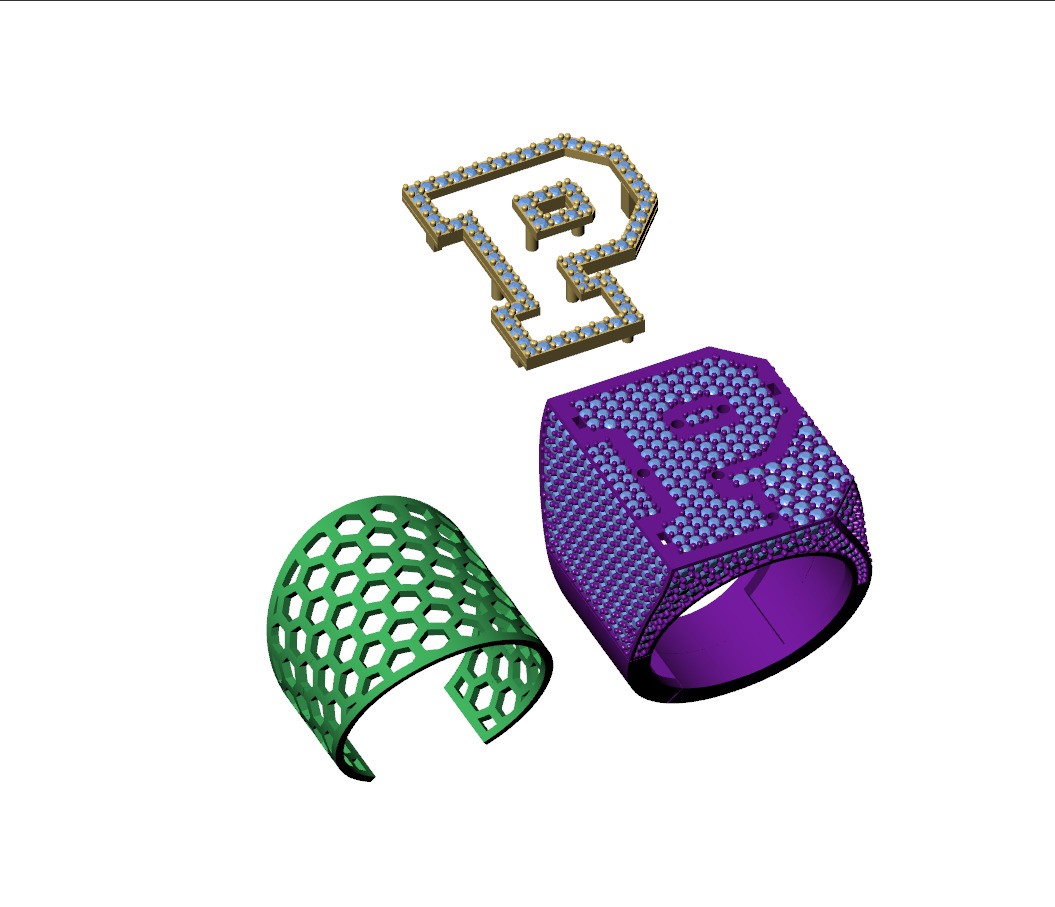 Custom Initial A to Z Letter Diamond Ring - Alphabet Rings 3D print model_13