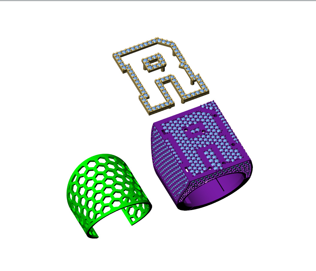 Custom Initial A to Z Letter Diamond Ring -  Alphabet Rings 3D print model_13