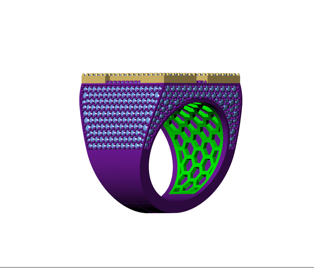 Custom Initial A to Z Letter Diamond Ring -  Alphabet Rings 3D print model_11