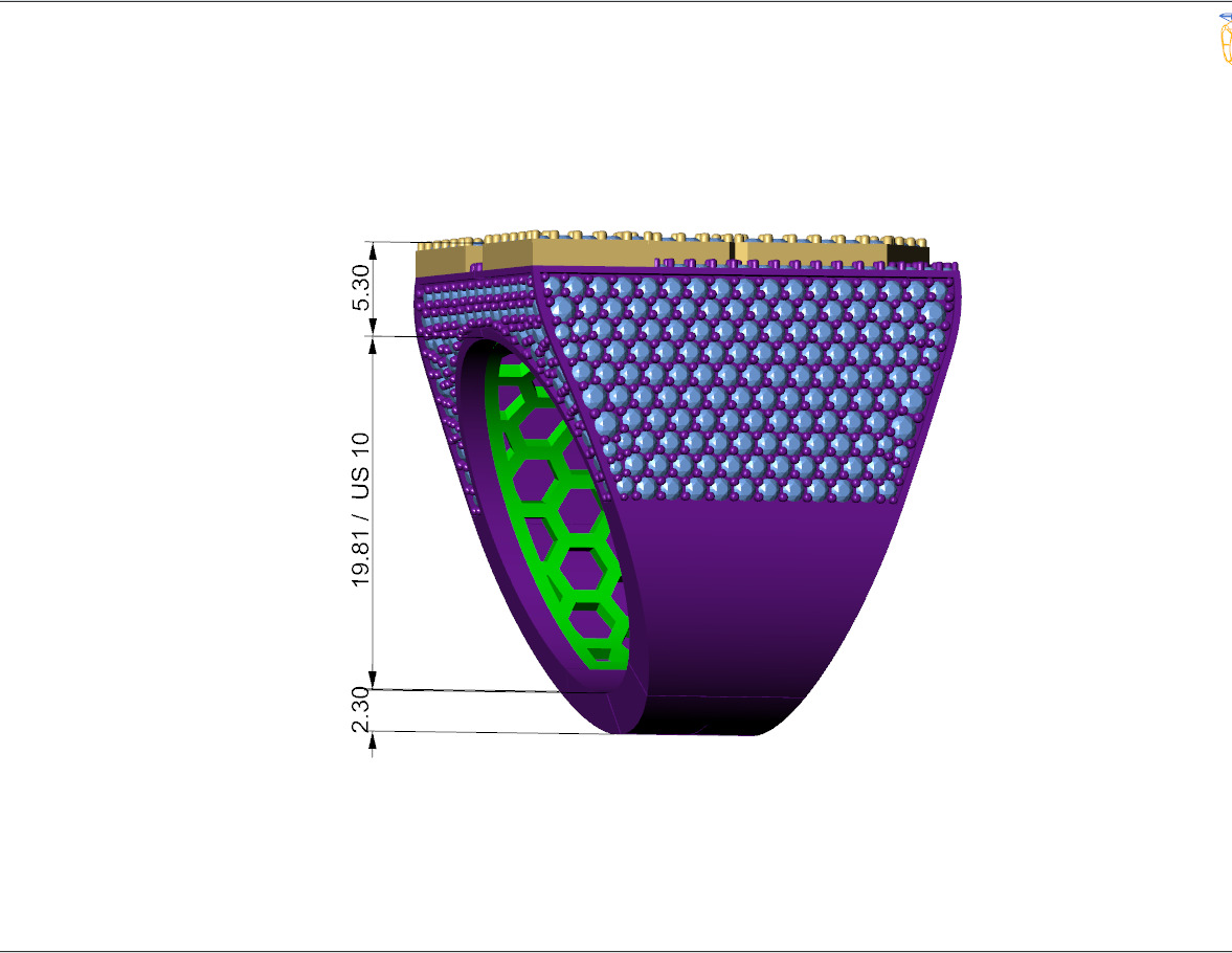 Custom Initial A to Z Letter Diamond Ring -  Alphabet Rings 3D print model_9