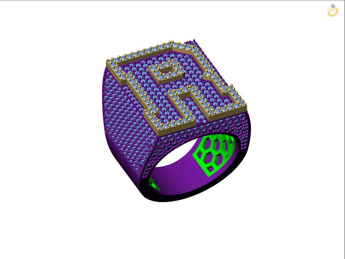 Custom Initial A to Z Letter Diamond Ring -  Alphabet Rings 3D print model_8