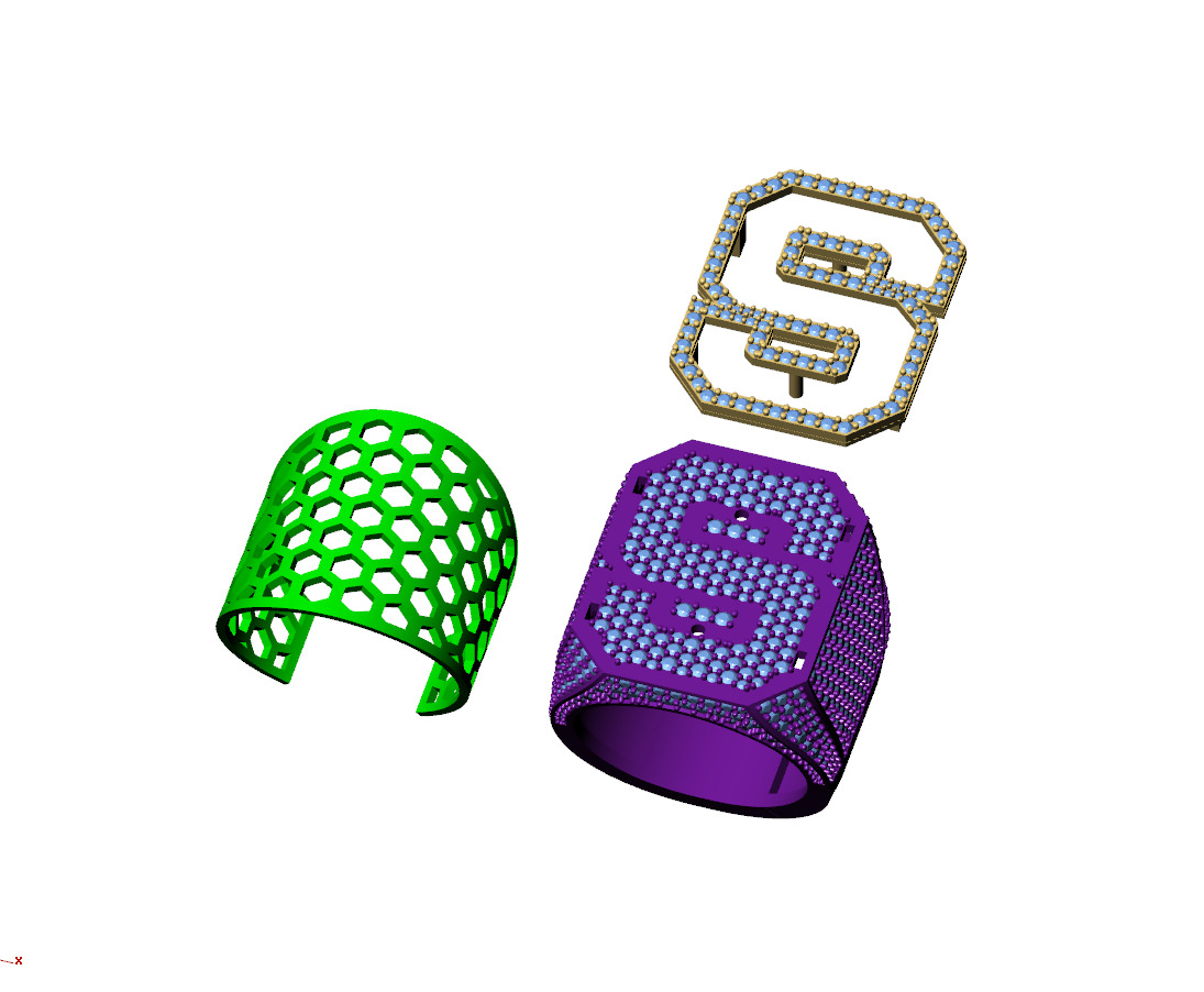 Custom Initial A to Z Letter Diamond Ring - Alphabet Rings 3D print model_13