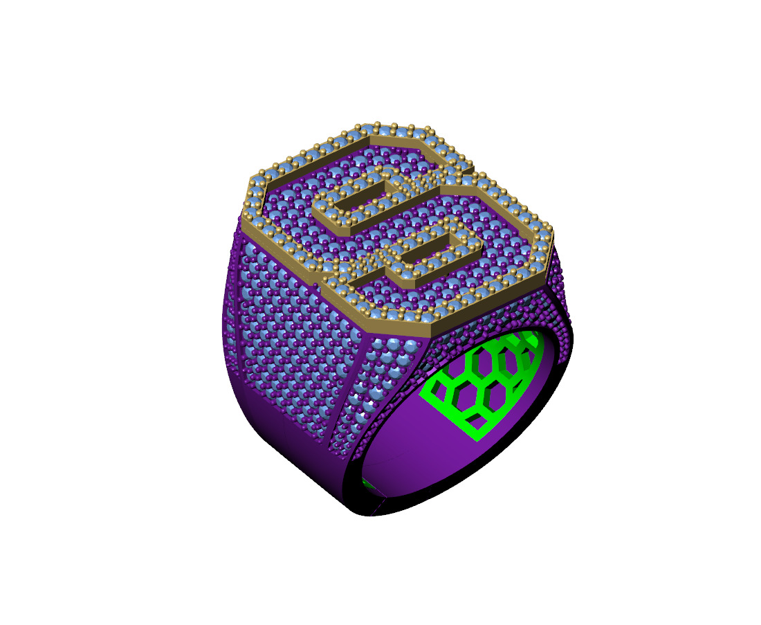 Custom Initial A to Z Letter Diamond Ring - Alphabet Rings 3D print model_9