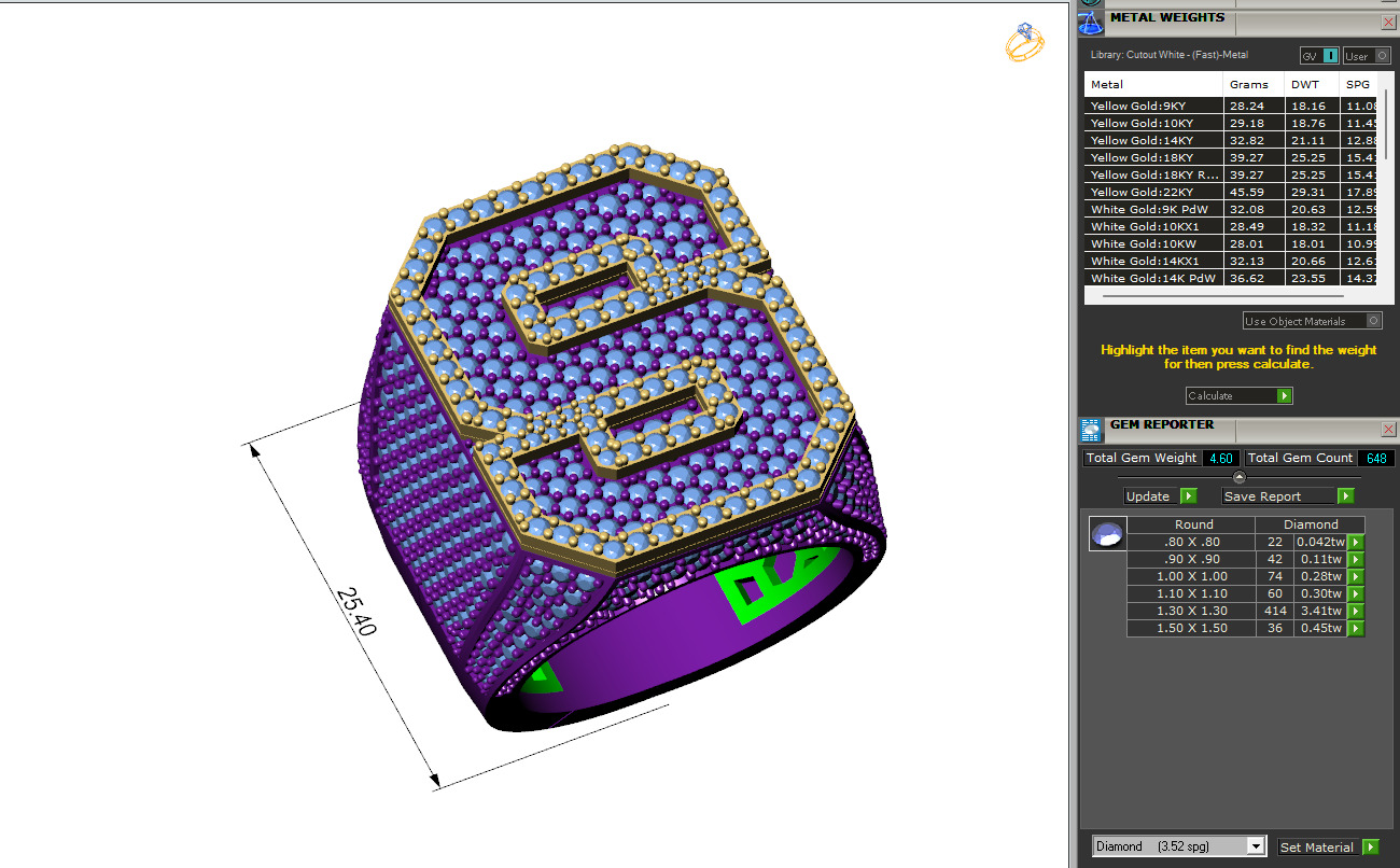 Custom Initial A to Z Letter Diamond Ring - Alphabet Rings 3D print model_6