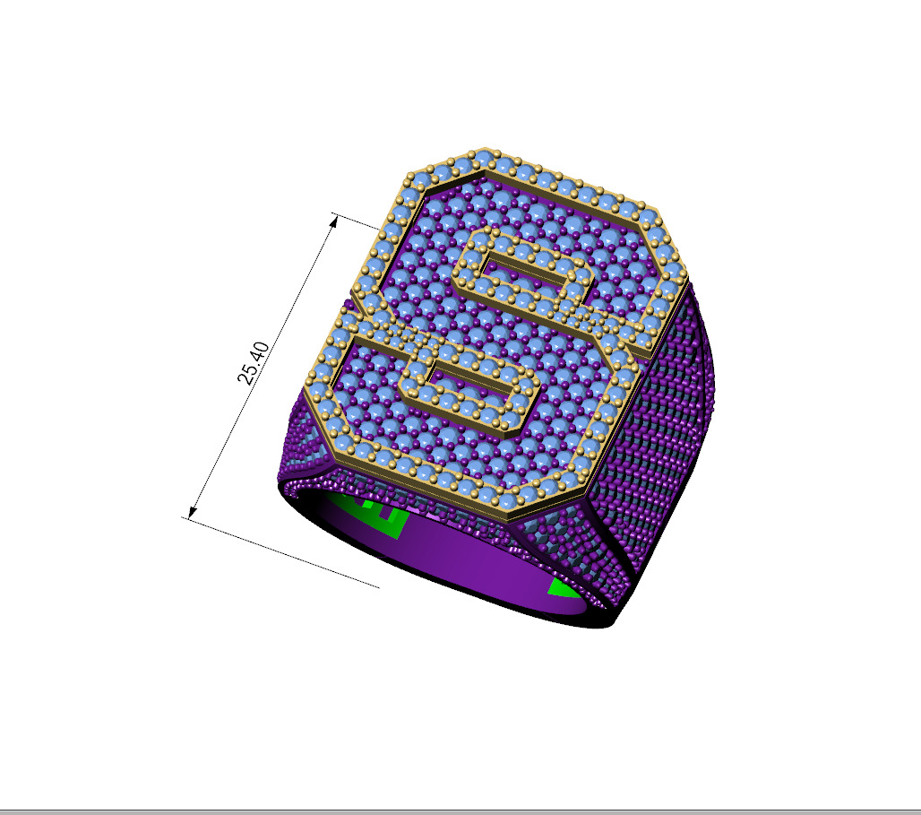 Custom Initial A to Z Letter Diamond Ring - Alphabet Rings 3D print model_7