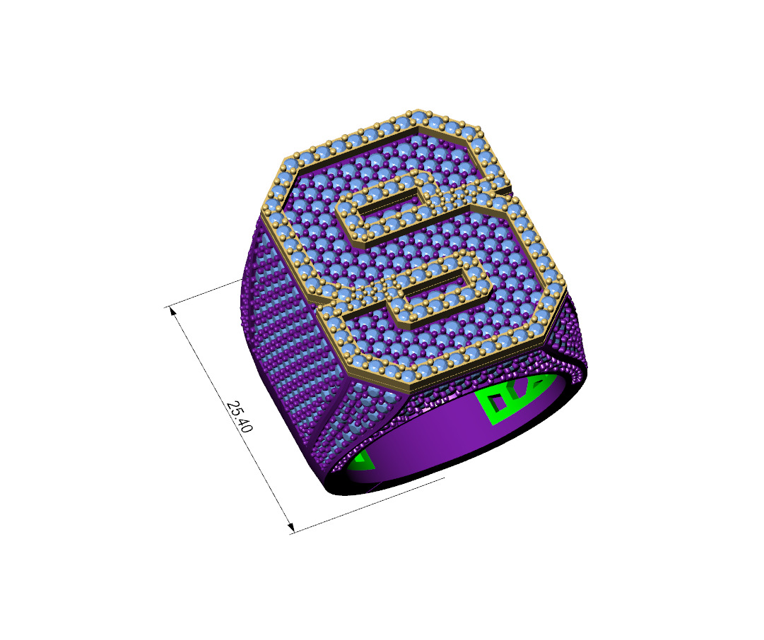 Custom Initial A to Z Letter Diamond Ring - Alphabet Rings 3D print model_4