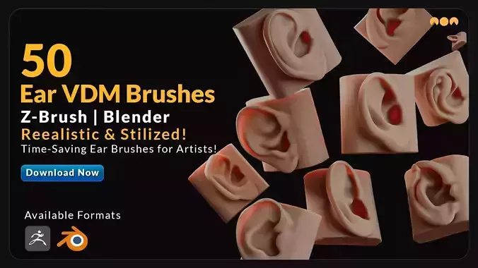 50 Ear VDM Brushes - Realistic and Stylized 