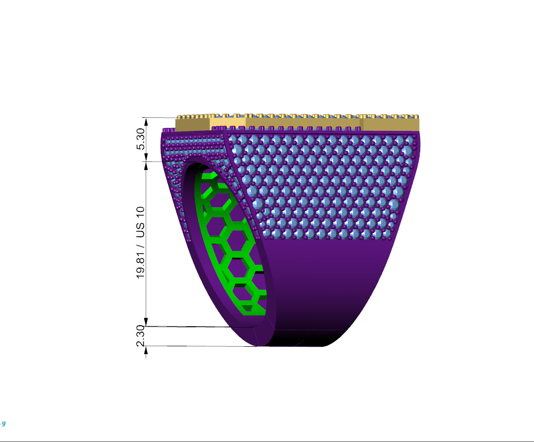 Custom Initial A to Z Letter Diamond Ring -  Alphabet Rings 3D print model_9