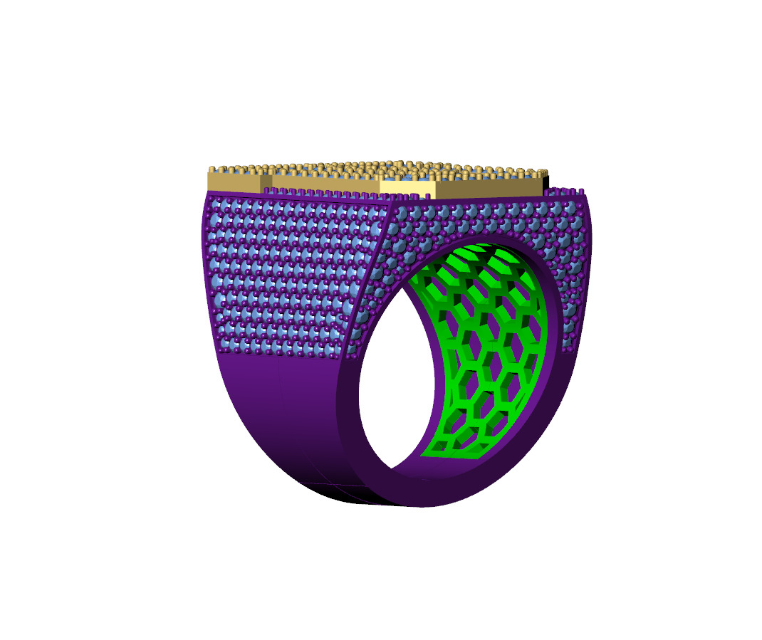 Custom Initial A to Z Letter Diamond Ring -  Alphabet Rings 3D print model_10