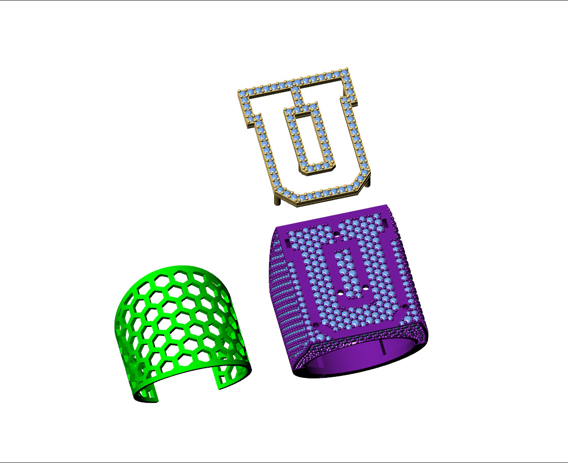 Custom Initial A to Z Letter Diamond Ring -  Alphabet Rings 3D print model_13