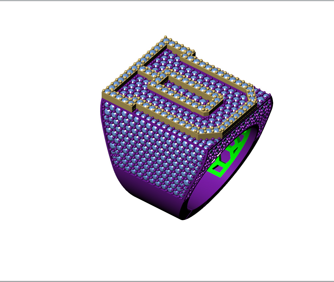 Custom Initial A to Z Letter Diamond Ring -  Alphabet Rings 3D print model_8