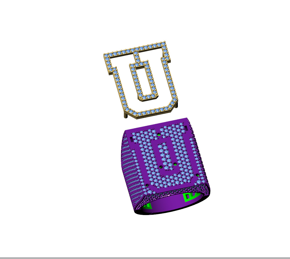 Custom Initial A to Z Letter Diamond Ring -  Alphabet Rings 3D print model_12