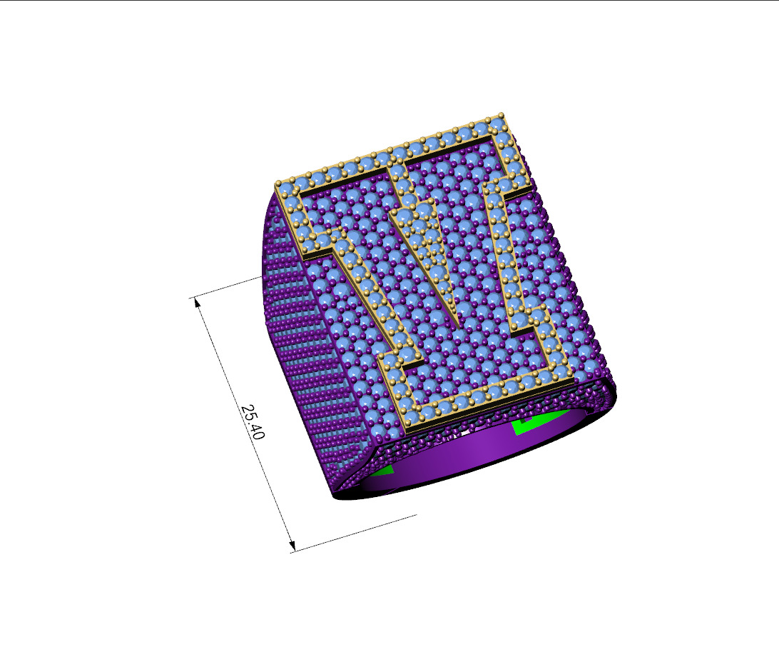 Custom Initial A to Z Letter Diamond Ring -  Alphabet Rings 3D print model_7