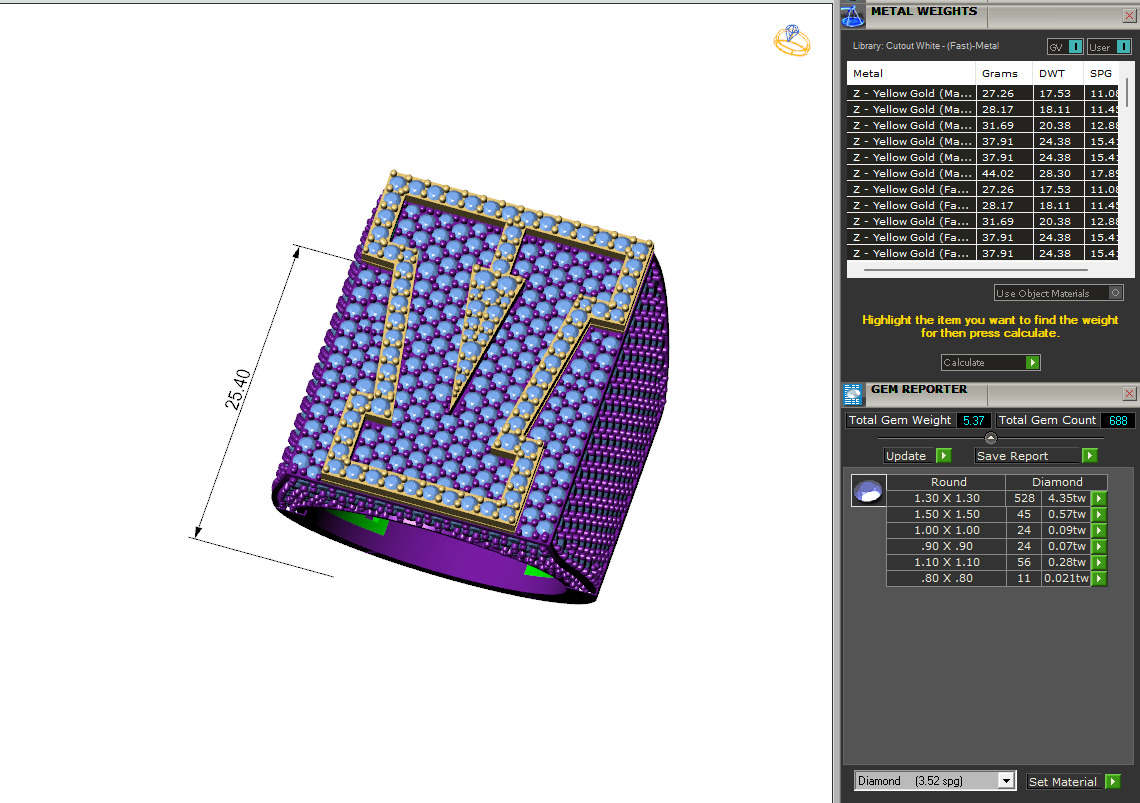 Custom Initial A to Z Letter Diamond Ring -  Alphabet Rings 3D print model_6