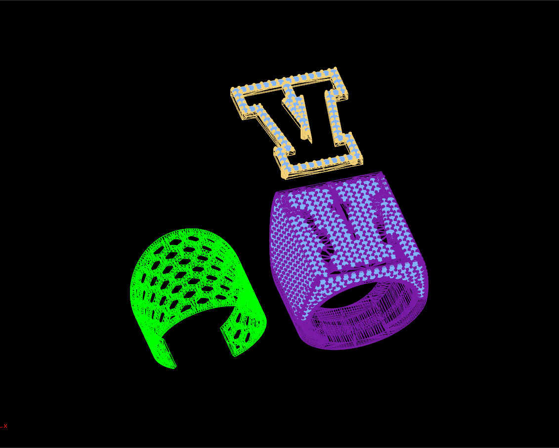 Custom Initial A to Z Letter Diamond Ring -  Alphabet Rings 3D print model_15