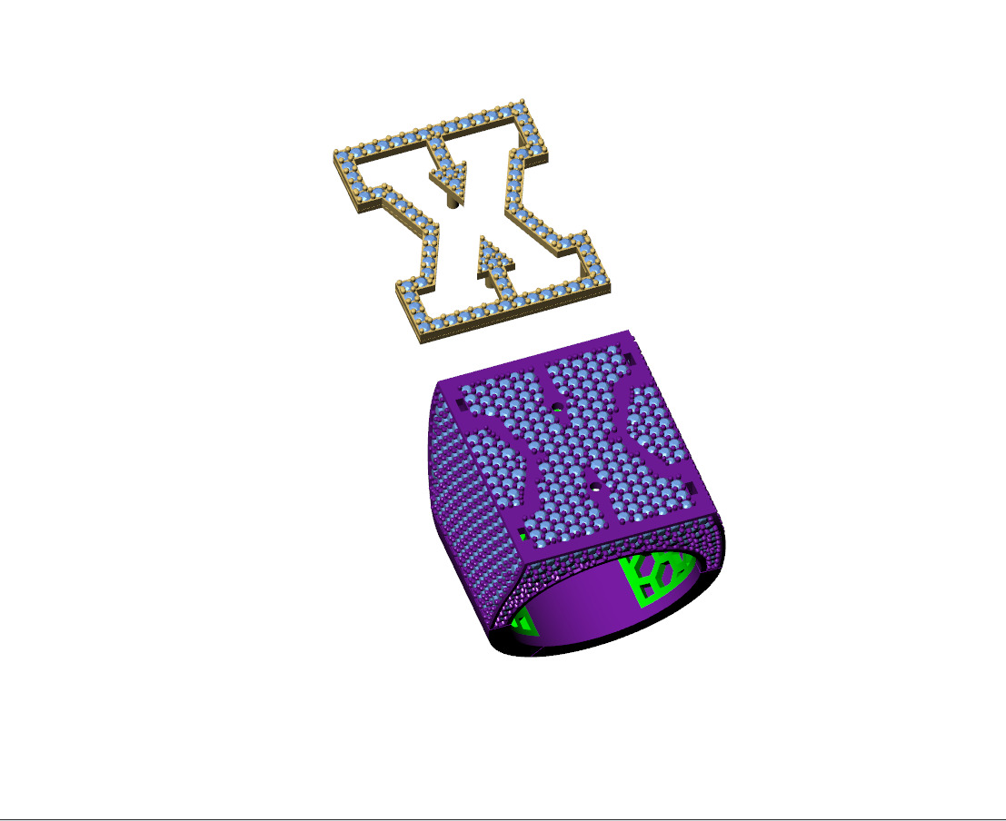 Custom Initial A to Z Letter Diamond Ring - Alphabet Rings 3D print model_12