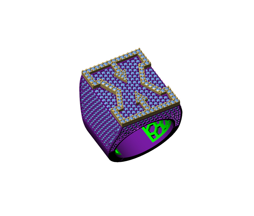 Custom Initial A to Z Letter Diamond Ring - Alphabet Rings 3D print model_8