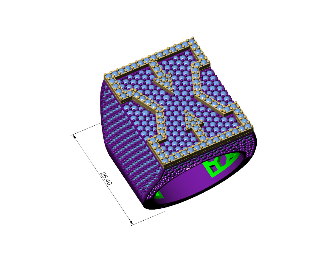 Custom Initial A to Z Letter Diamond Ring - Alphabet Rings 3D print model_7