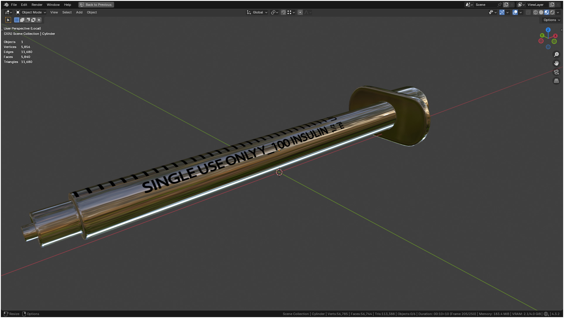 Insulin Syringe 03 mL 3D model_32