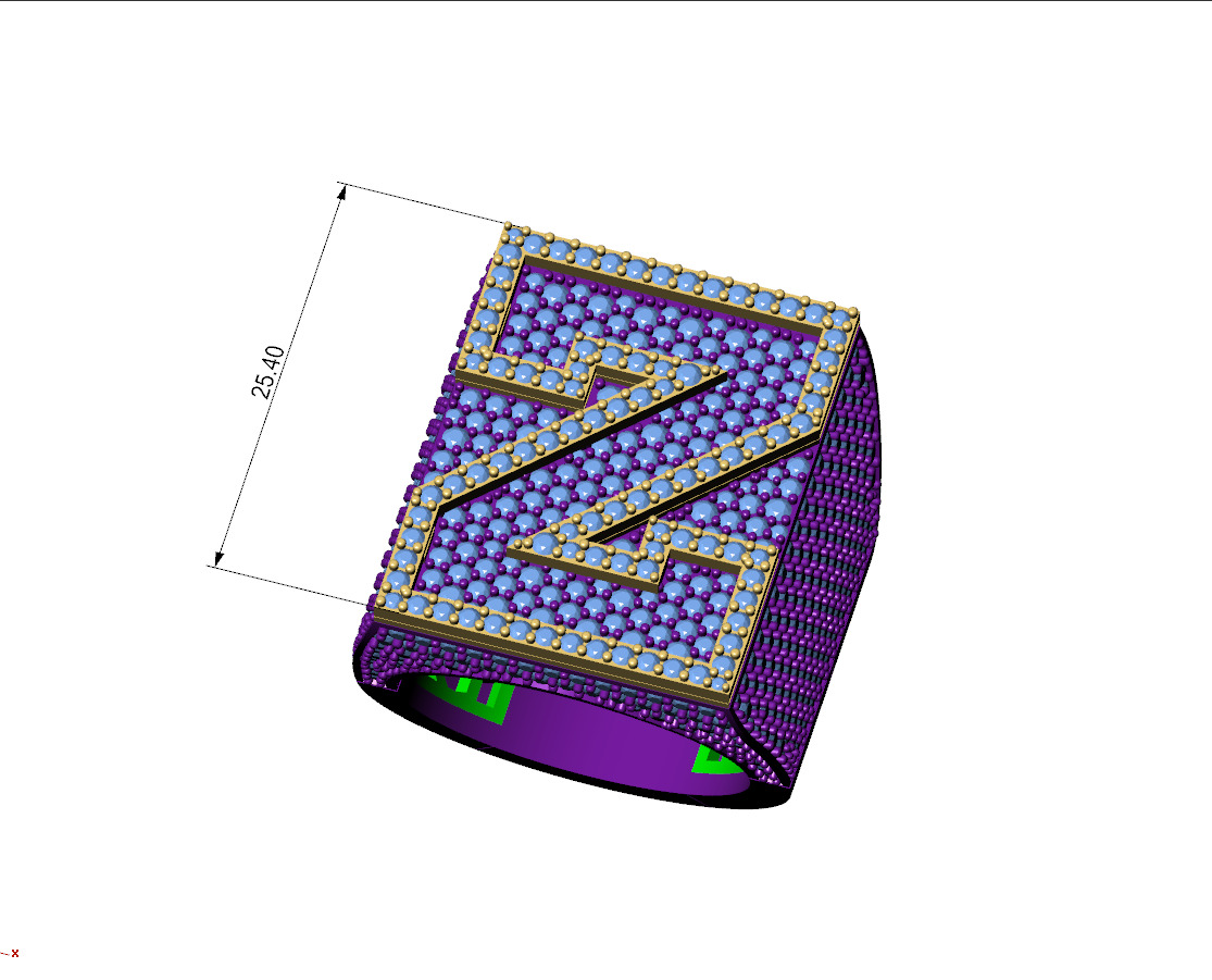 Custom Initial A to Z Letter Diamond Ring -  Alphabet Rings 3D print model_4