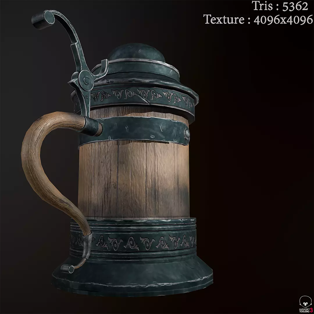 Beer Mug Low-poly 3D model_0