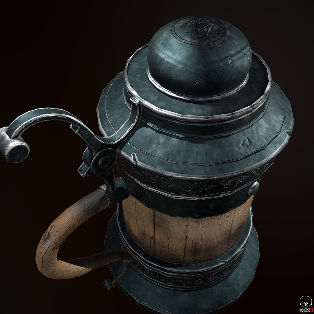 Beer Mug Low-poly 3D model_8