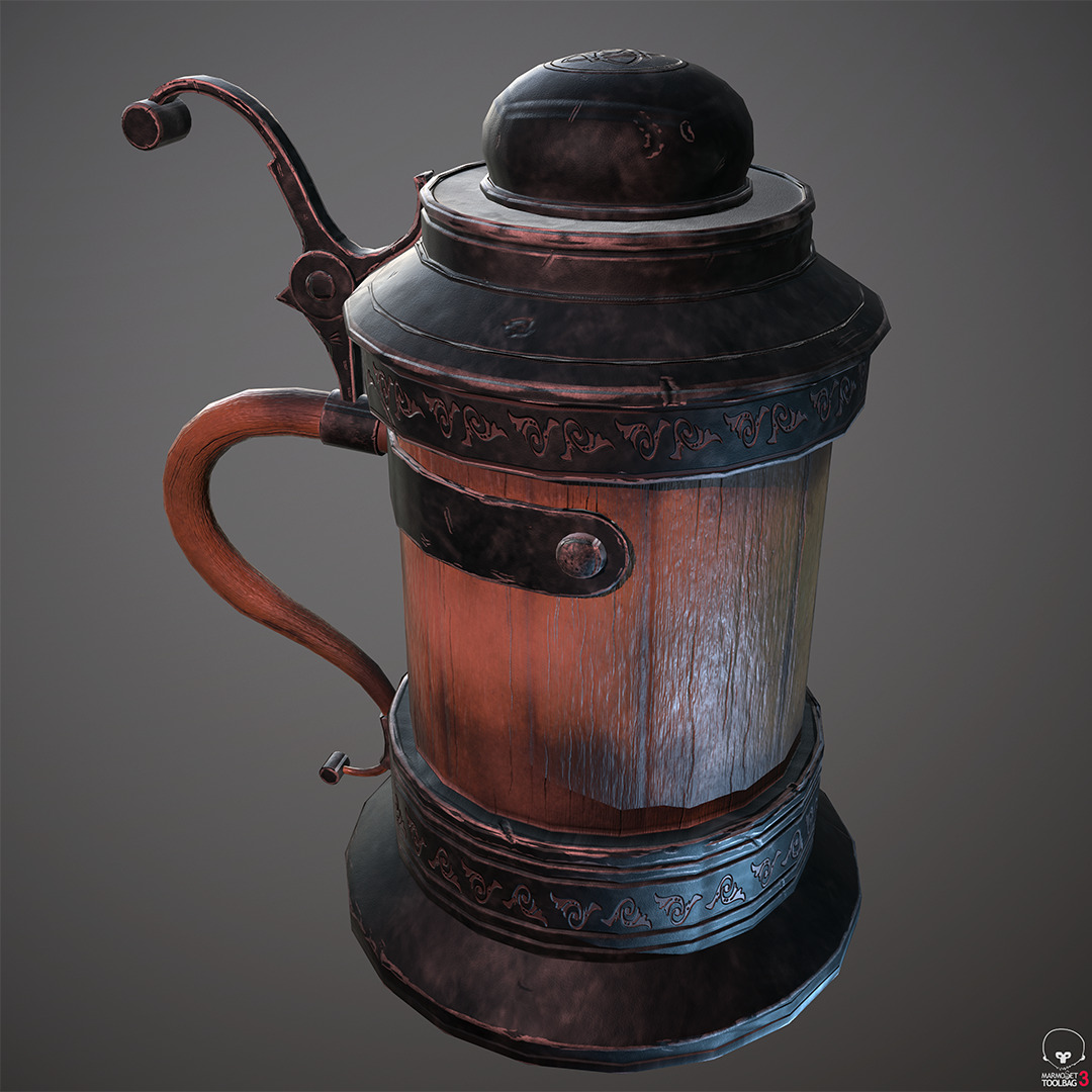 Beer Mug Low-poly 3D model_5