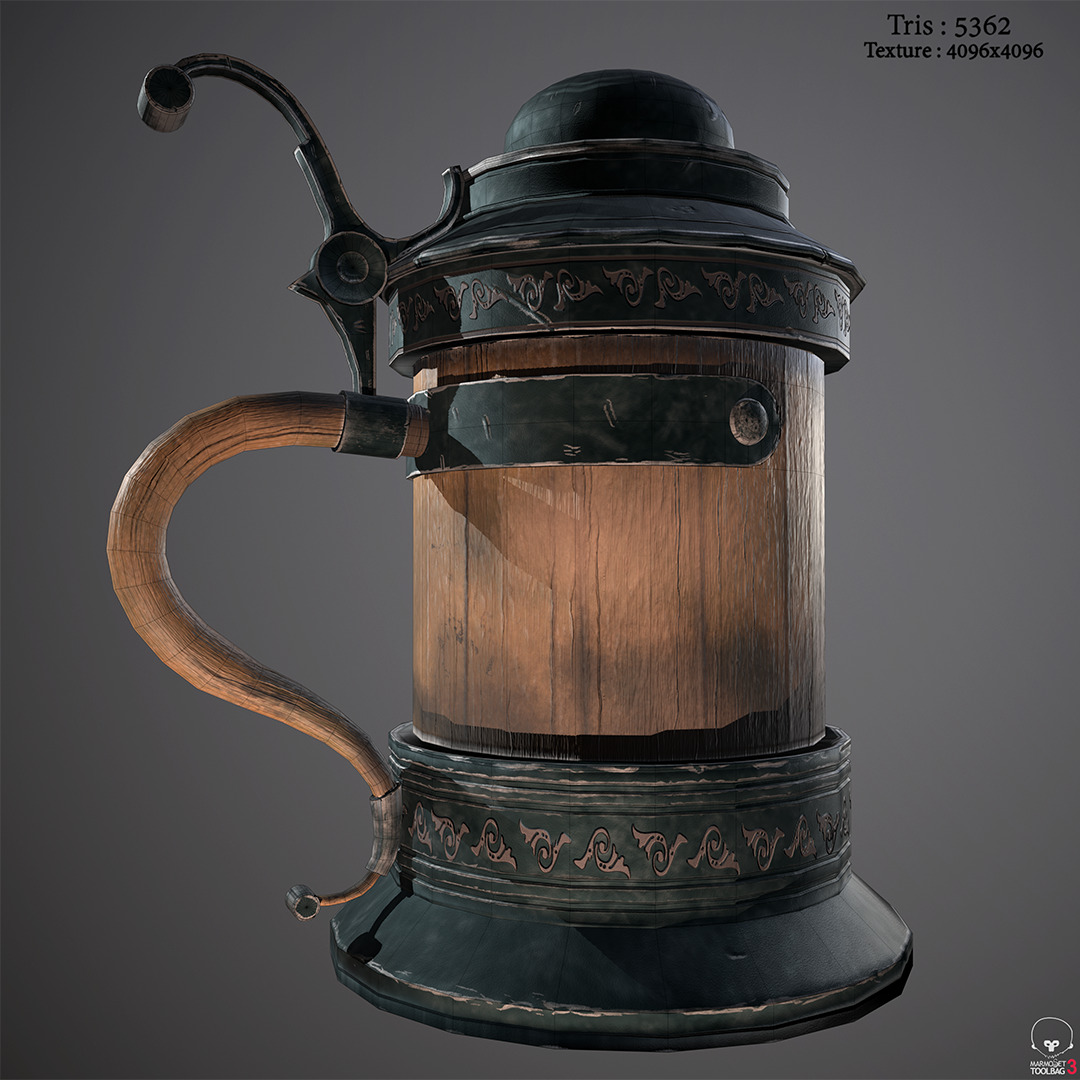 Beer Mug Low-poly 3D model_1