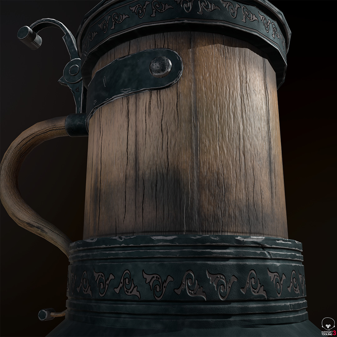 Beer Mug Low-poly 3D model_9