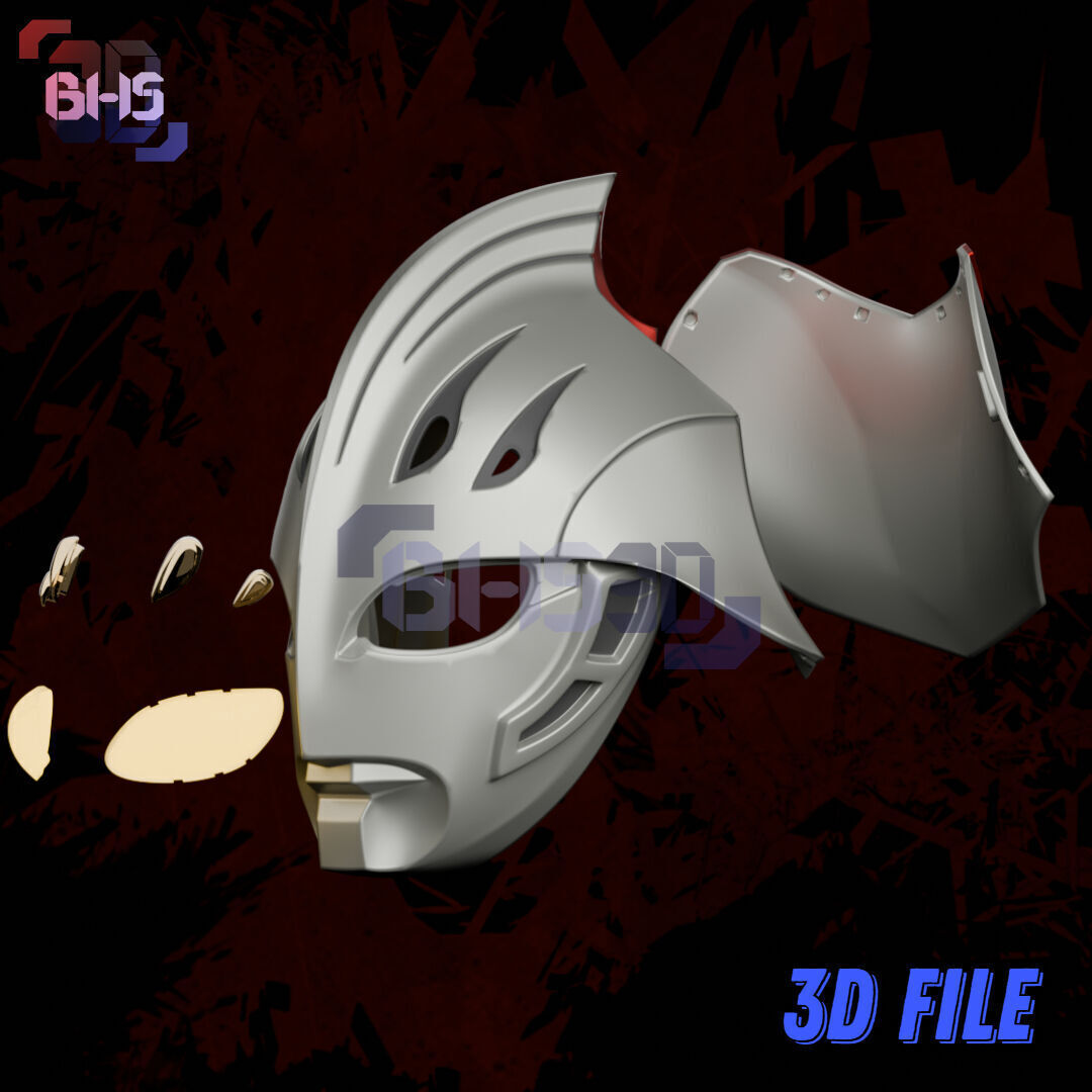 Ultraman Nexus Helmet 3D STL File 3D print model_3